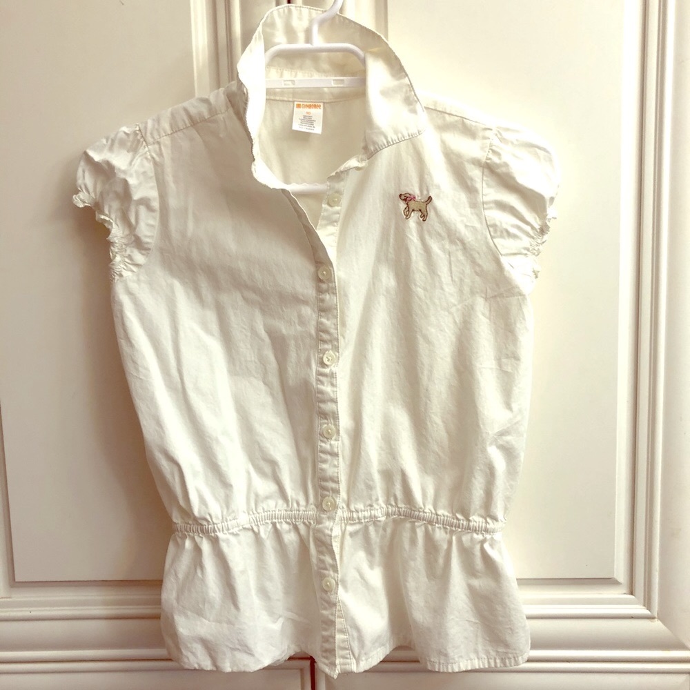 Gymboree white s/s girls ruffle blouse